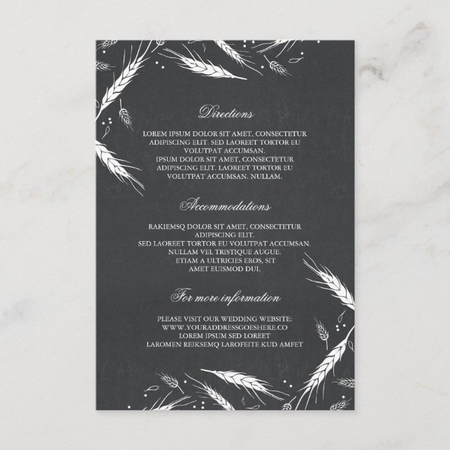 Carte D'accompagnement Détails du Mariage de automne de blé - Information (Devant)