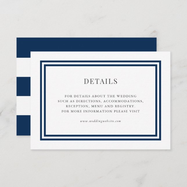 Carte D'accompagnement Détails du Mariage de bandes blanches de couleur m (Devant / Derrière)