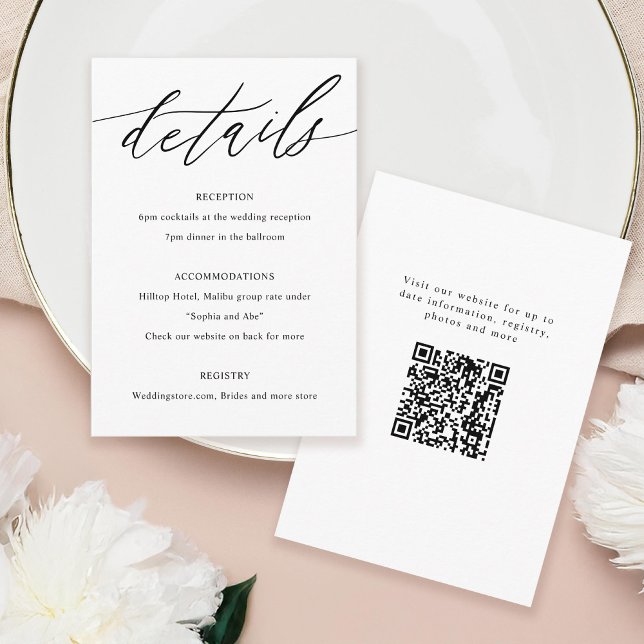 Carte D'accompagnement Détails du Mariage de calligraphie minimale (Créateur téléchargé)