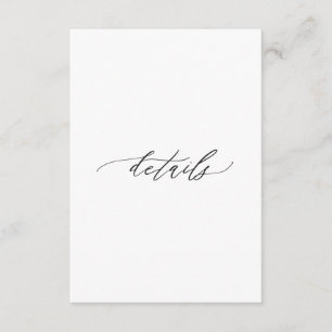 Carte D'accompagnement Détails du Mariage de calligraphie simple et éléga