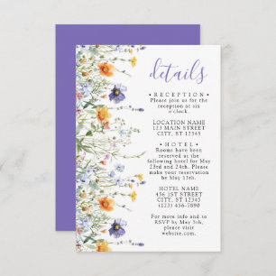 Carte D'accompagnement Détails du Mariage de champ fleur sauvage
