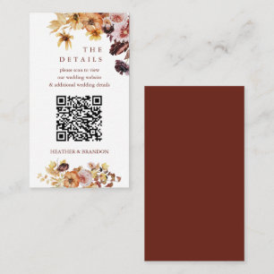 Carte D'accompagnement Détails du Mariage de code QR Boho Fall