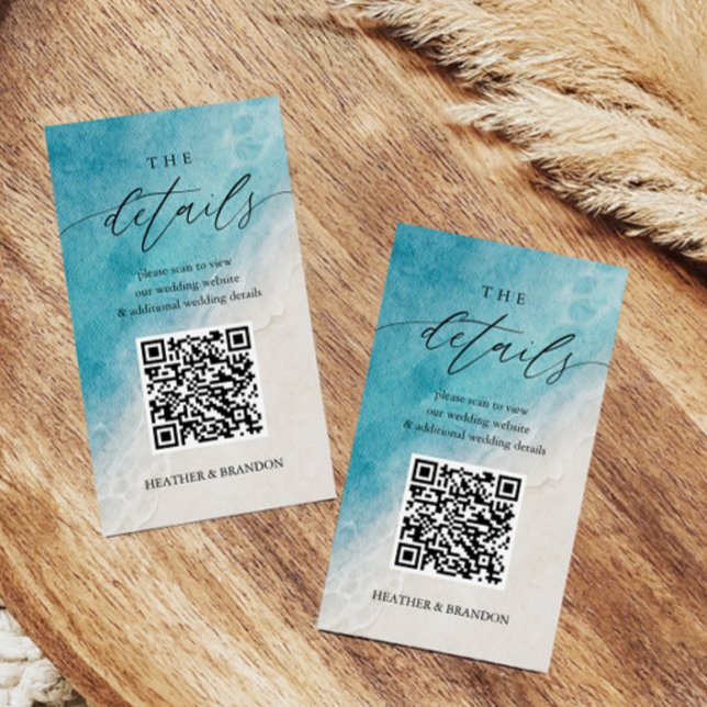 Carte D'accompagnement Détails du Mariage de code QR de plage (Créateur téléchargé)