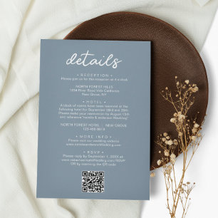 Carte D'accompagnement Détails du Mariage de code QR de script simple et