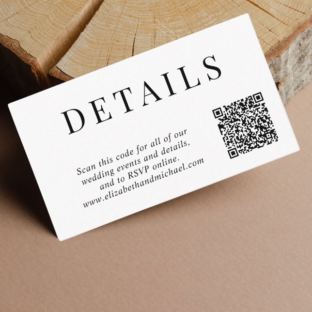 Carte D'accompagnement Détails du Mariage de code QR élégant (Créateur téléchargé)