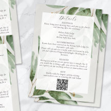 Détails du Mariage de code QR Eucalyptus
