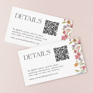 Carte D'accompagnement Détails du Mariage de code QR Fleur sauvage Spring