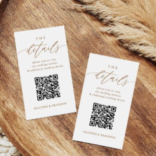 Carte D'accompagnement Détails du Mariage de code QR Gold