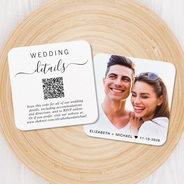Carte D'accompagnement Détails du Mariage de code QR moderne (Our user-friendly template will generate your QR code automatically from your website address)