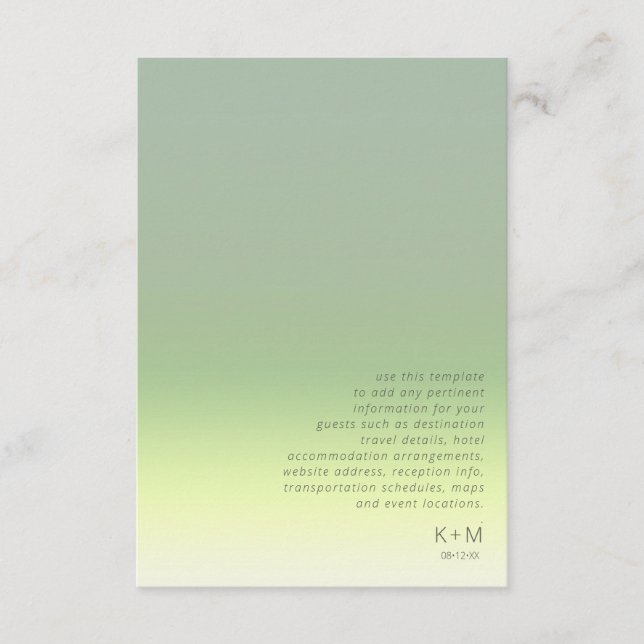 Carte D'accompagnement Détails du Mariage de dégradé d'humeur Spring Mead (Devant)