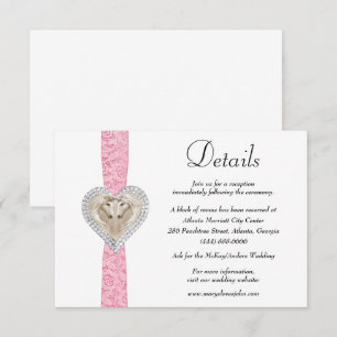 Carte D'accompagnement Détails du Mariage de dentelle rose Unicorn