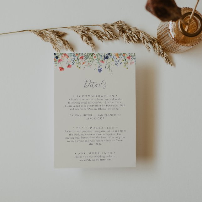 Carte D'accompagnement Détails du Mariage de Fleur sauvage multicouleur (Créateur téléchargé)