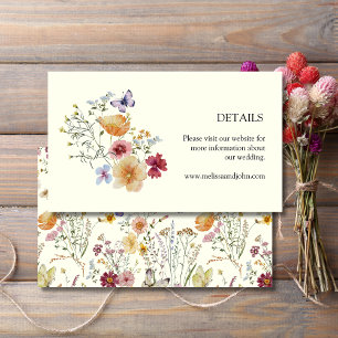 Carte D'accompagnement Détails du Mariage de Fleur sauvage Rustic Boho