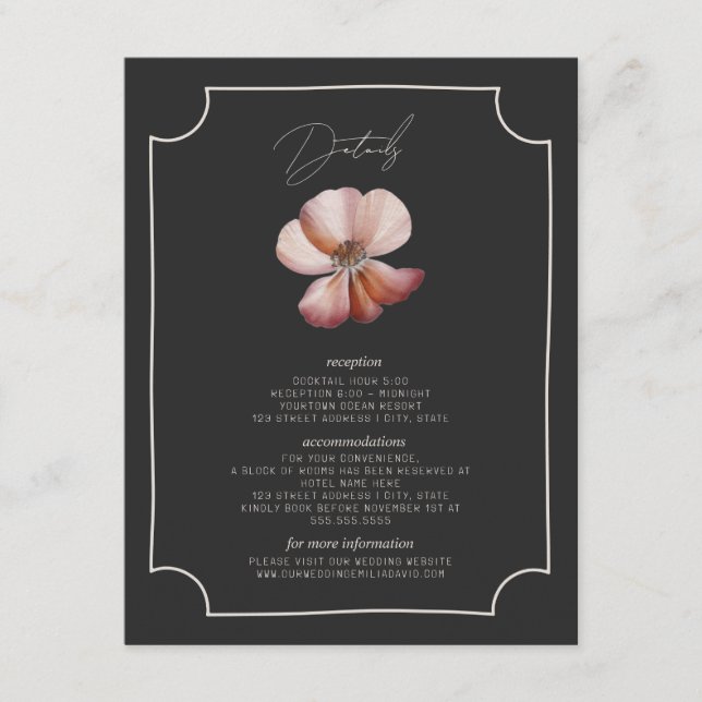 Carte D'accompagnement Détails du Mariage de frontière avec anemone rusti (Devant)