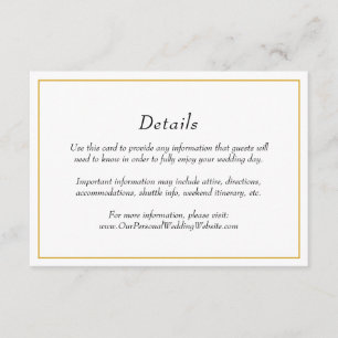 Carte D'accompagnement Détails du Mariage de frontière or élégant