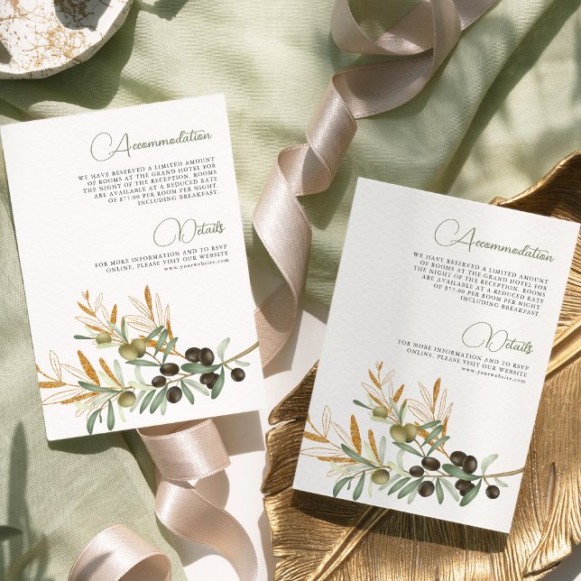 Carte D'accompagnement Détails du mariage de la branche dorée de feuilles (Créateur téléchargé)