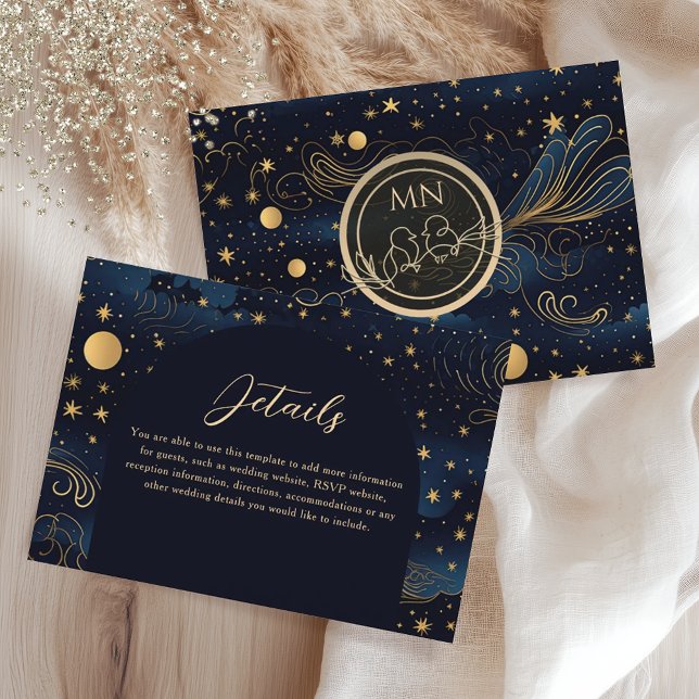 Carte D'accompagnement Détails du Mariage de la Marine Céleste Or (Créateur téléchargé)