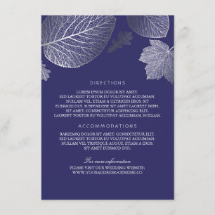 Carte D'accompagnement Détails du Mariage de la marine Feuille d'argent -