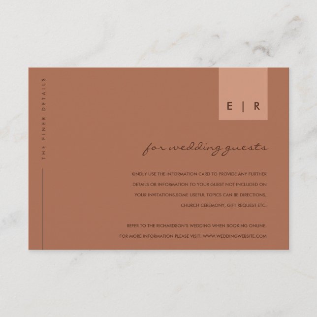 CARTE D'ACCOMPAGNEMENT DÉTAILS DU MARIAGE DE LA TYPOGRAPHIE DE L'ORANGE D (Devant)