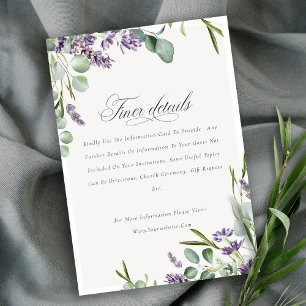 Carte D'accompagnement Détails du Mariage de liage Eucalyptus Lavender