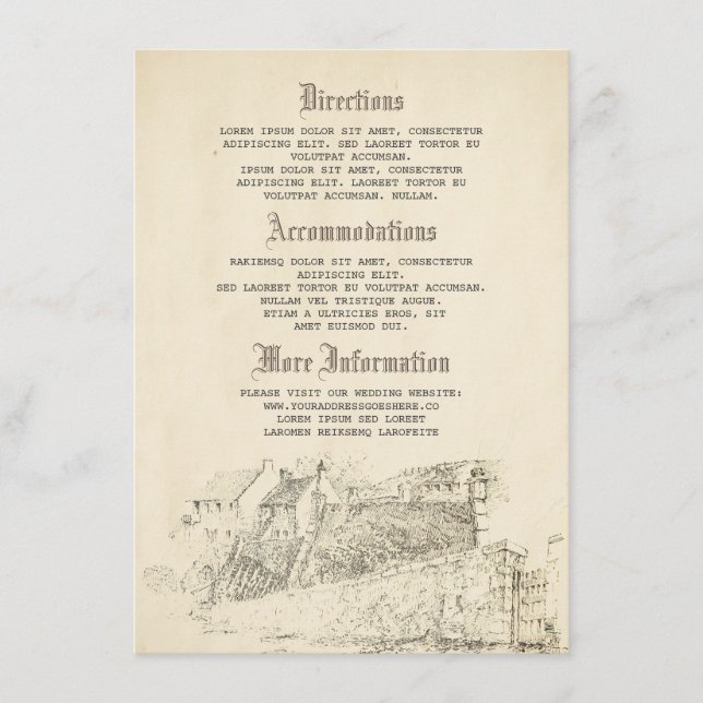 Carte D'accompagnement Détails du Mariage de livre Old Story - Informatio (Devant)