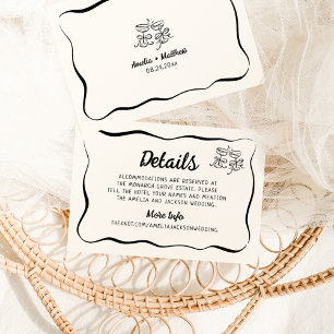 Carte D'accompagnement Détails du Mariage de main de moderne et capricieu