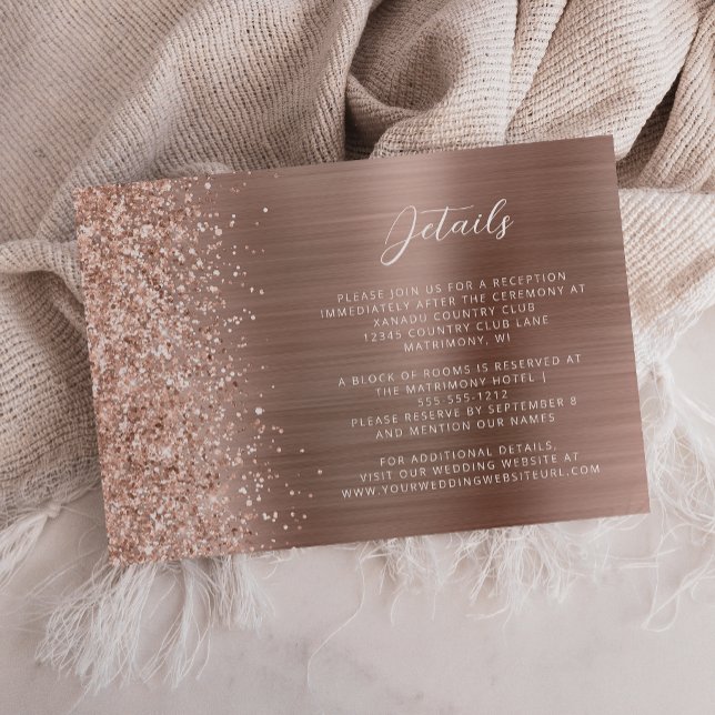 Carte D'accompagnement Détails du Mariage de métal brossé rose Gold (Créateur téléchargé)