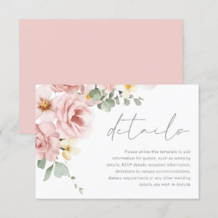 Carte D'accompagnement Détails du Mariage de Rose aquarellé