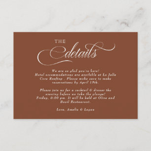 Carte D'accompagnement Détails du Mariage de script