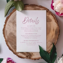 Détails du Mariage de script rose foncé minimalist