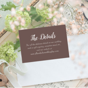 Carte D'accompagnement Détails du Mariage de style simple