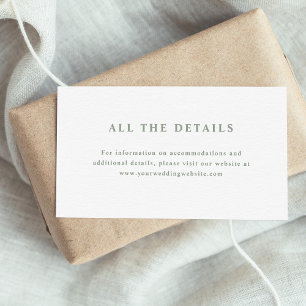Carte D'accompagnement Détails du Mariage de texte élégant blanc et vert
