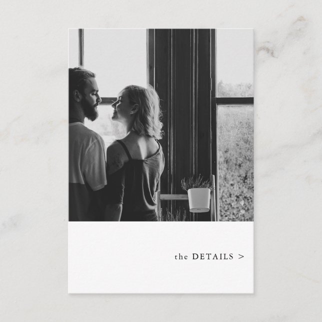 Carte D'accompagnement Détails du Mariage de thème photo simple (Devant)