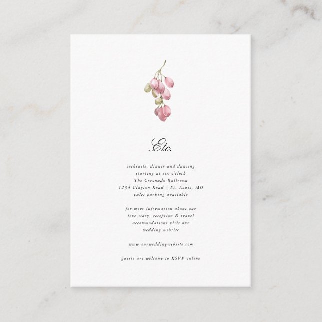 Carte D'accompagnement Détails du Mariage de vignes de raisin (Devant)