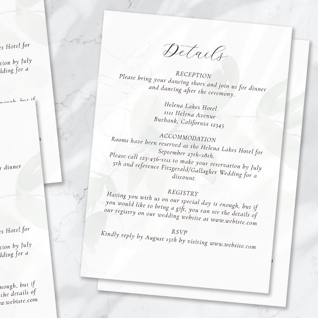 Carte D'accompagnement Détails du Mariage d'eucalyptus muet (Créateur téléchargé)