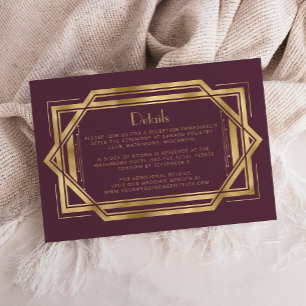 Carte D'accompagnement Détails du Mariage d'or de Bourgogne vintage des a