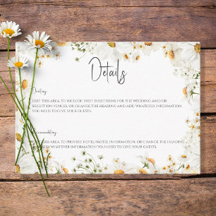 Carte D'accompagnement Détails du Mariage du cadre de marguerite rustique