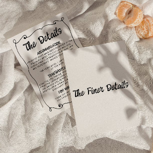 Carte D'accompagnement Détails du Mariage du cadre rétro écrit à la main