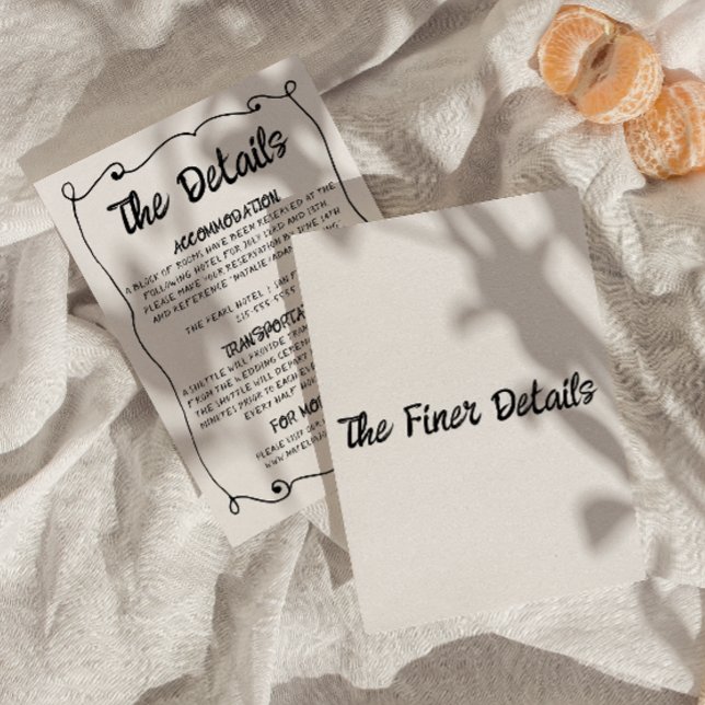 Carte D'accompagnement Détails du Mariage du cadre rétro écrit à la main  (Créateur téléchargé)