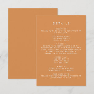 Carte D'accompagnement Détails du Mariage du repère de point de beurre