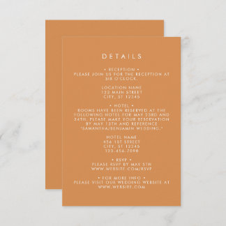 Carte D'accompagnement Détails du Mariage du repère de point de beurre