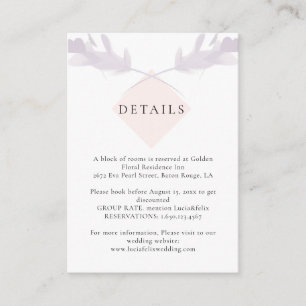 Carte D'accompagnement Détails du Mariage élégant Violet Lavender & Peach