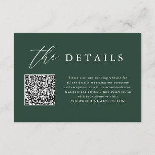 Carte D'accompagnement Détails du Mariage Emerald Green QR Code