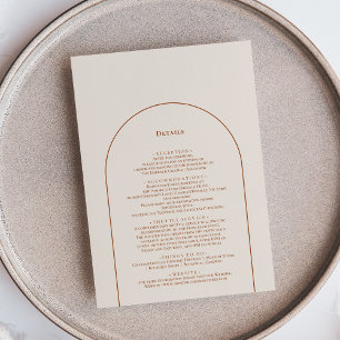 Carte D'accompagnement Détails du Mariage en ivoire Boho Arch