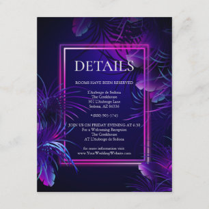 Carte D'accompagnement DÉTAILS DU MARIAGE Étonnant Néon violet Foliage