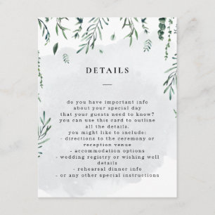 Carte D'accompagnement Détails du Mariage Feuille d'aquarelle en chute