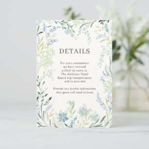 Carte D'accompagnement Détails du Mariage Fleur Delicate de Pré Anglais