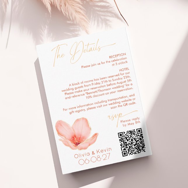 Carte D'accompagnement Détails du mariage fleur orange vif arqué Photo (Créateur téléchargé)