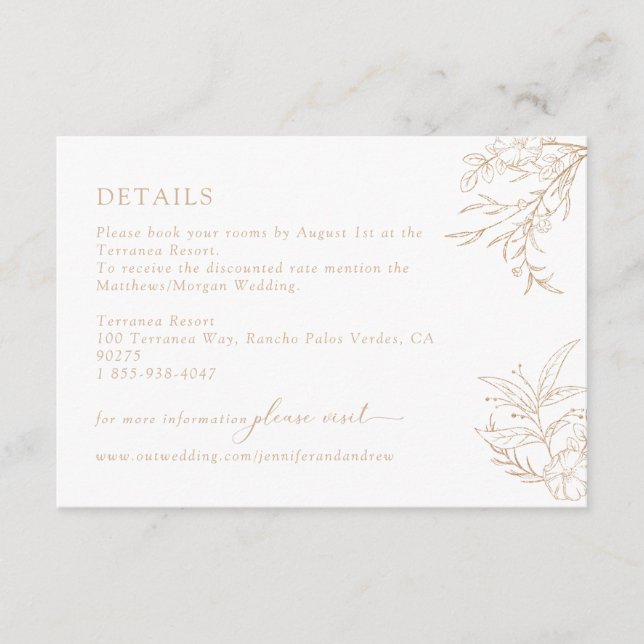 Carte D'accompagnement Détails du Mariage Floral Boho (Devant)