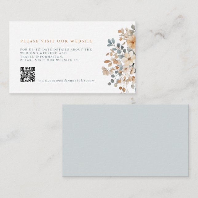 Carte D'accompagnement Détails du Mariage Floral de la terre molle (Devant / Derrière)